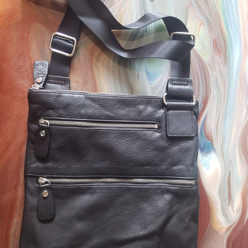 Margot Black Leather Crossbody Bag